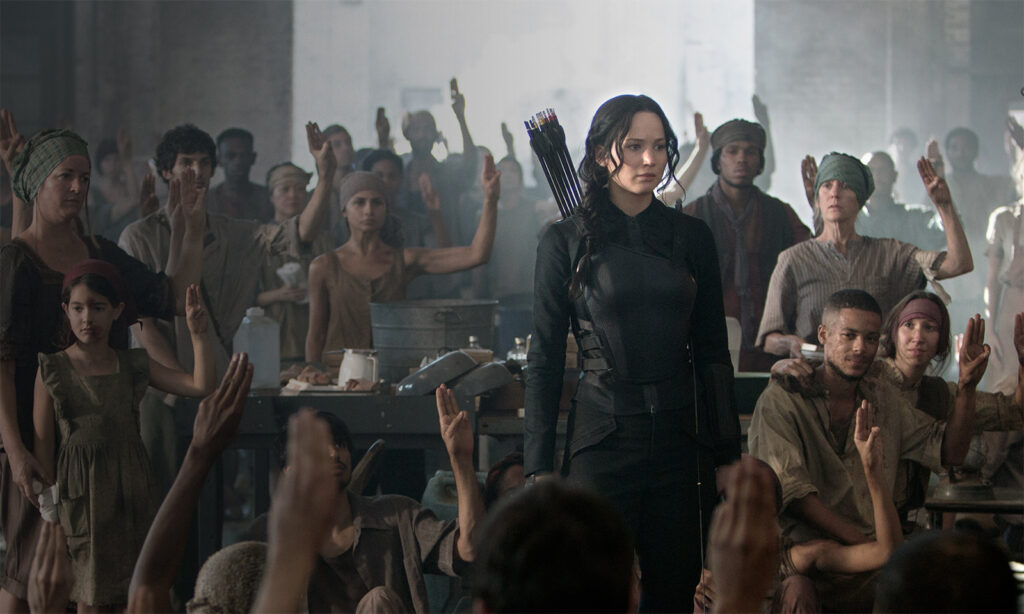 The Hunger Games: Mockingjay – Part 1 | Francis Lawrence Katniss Everdeen in The Hunger Games: Mockingjay Part 1 with District 13 residents.