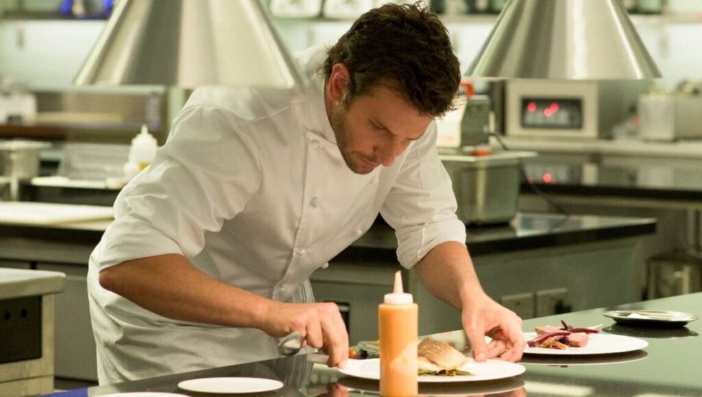 Bradley Cooper as Chef in Burnt. Culinary arts, fine dining, food.