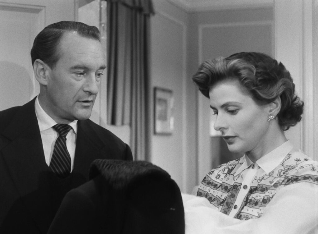 Voyage to Italy film still: Ingrid Bergman and George Sanders in a scene from the classic movie.