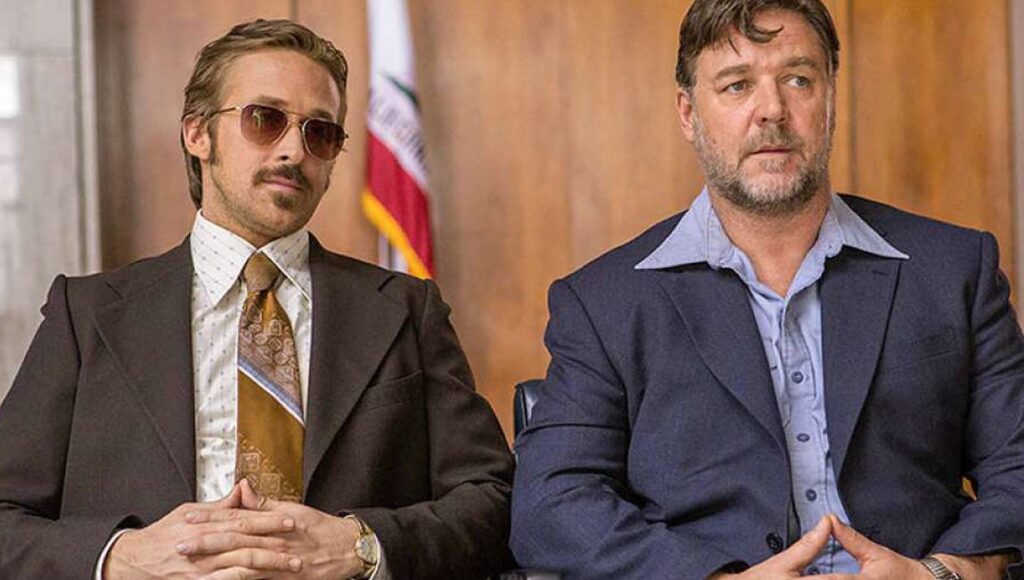 The Nice Guys | Shane Black Ryan Gosling and Russell Crowe in Shane Black's The Nice Guys movie.