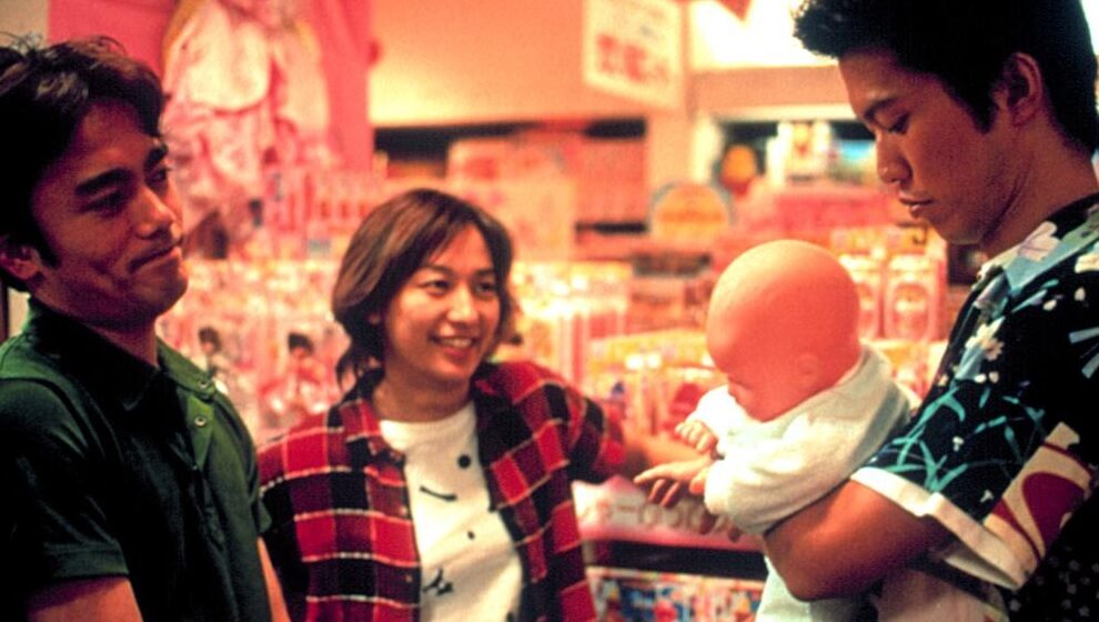 Hush film still from Japan Cuts 2016. Three people and a baby doll in a store.