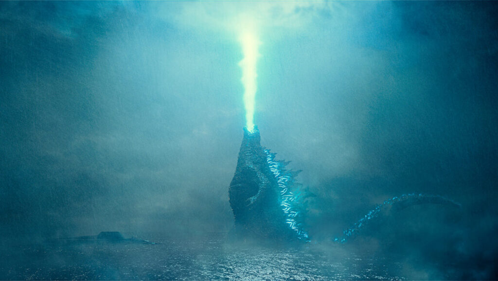 Godzilla: King of the Monsters. Godzilla with atomic breath, in Michael Dougherty film.