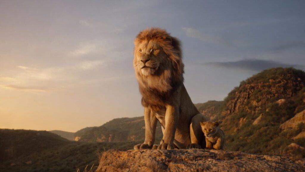 The Lion King | Jon Favreau The Lion King: Mufasa and Simba on Pride Rock. Jon Favreau film.