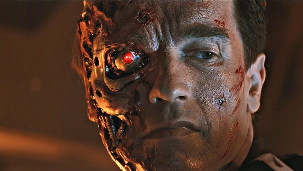 Arnold Schwarzenegger as the Terminator T-800 in Terminator 2: Judgment Day.