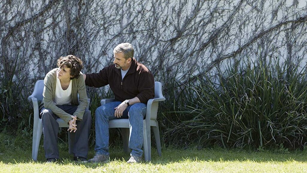 Beautiful Boy | Felix Van Groeningen & Ben is Back | Peter Hedges Beautiful Boy movie scene. Steve Carell comforts Timothée Chalamet. Father-son relationship. Emotional support.
