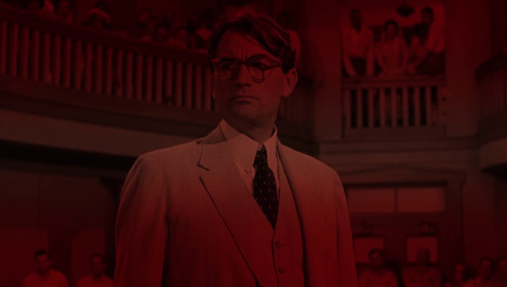 Gregory Peck in To Kill a Mockingbird, a film by Travis Wilkerson. Classic courtroom drama.