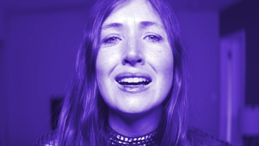 She Dies Tomorrow | Amy Seimetz Amy Seimetz in She Dies Tomorrow with purple lighting. Close-up of a woman's face. Indie film.