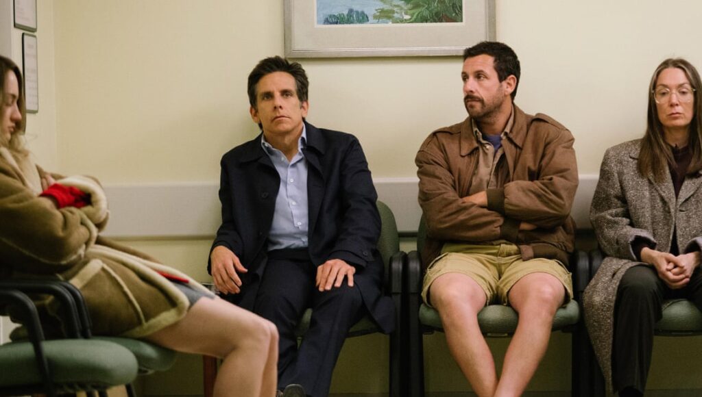 Ben Stiller and Adam Sandler in The Meyerowitz Stories (New and Selected). Noah Baumbach film.