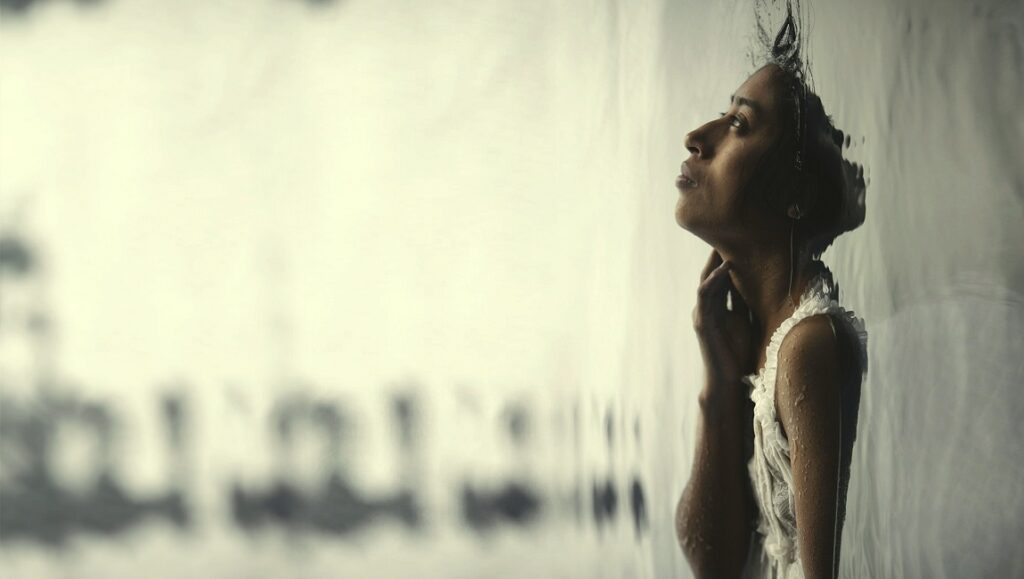 La Llorona | Jayro Bustamante Still from La Llorona by Jayro Bustamante. Woman in water, looking up. Guatemalan film.