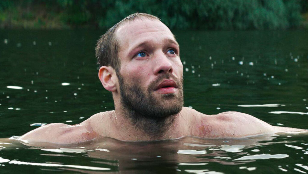 João Pedro Rodrigues' The Ornithologist: Man in water, looking up.