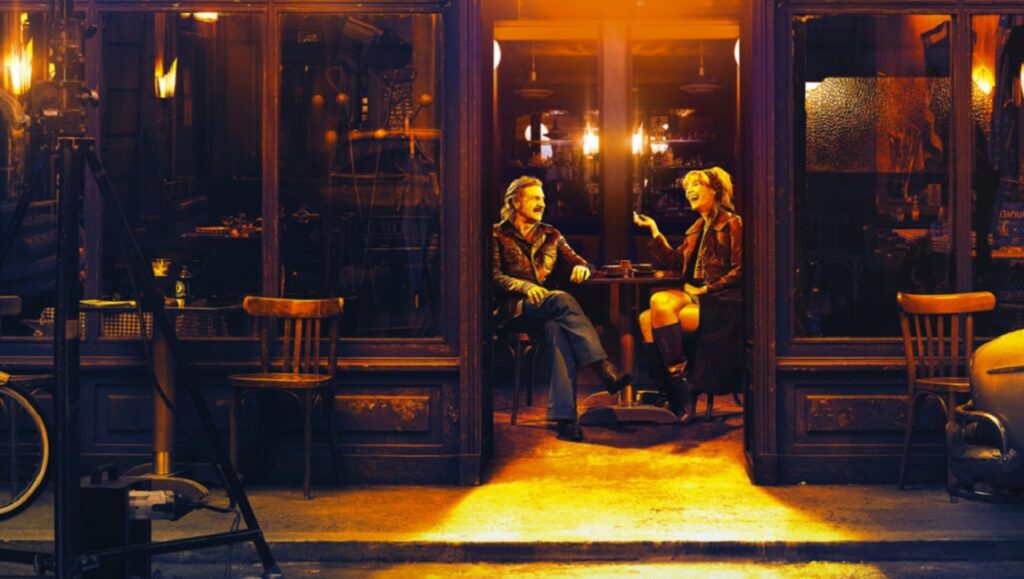 La Belle Èpoque | Nicolas Bedos La Belle Époque film scene: Couple at a cafe, vintage style. Nicolas Bedos movie.