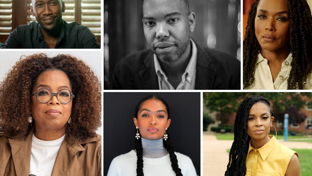 Cast of Between the World and Me featuring Mahershala Ali, Ta-Nehisi Coates, Angela Bassett, Oprah Winfrey, Yara Shahidi, and Phylicia Rashad.