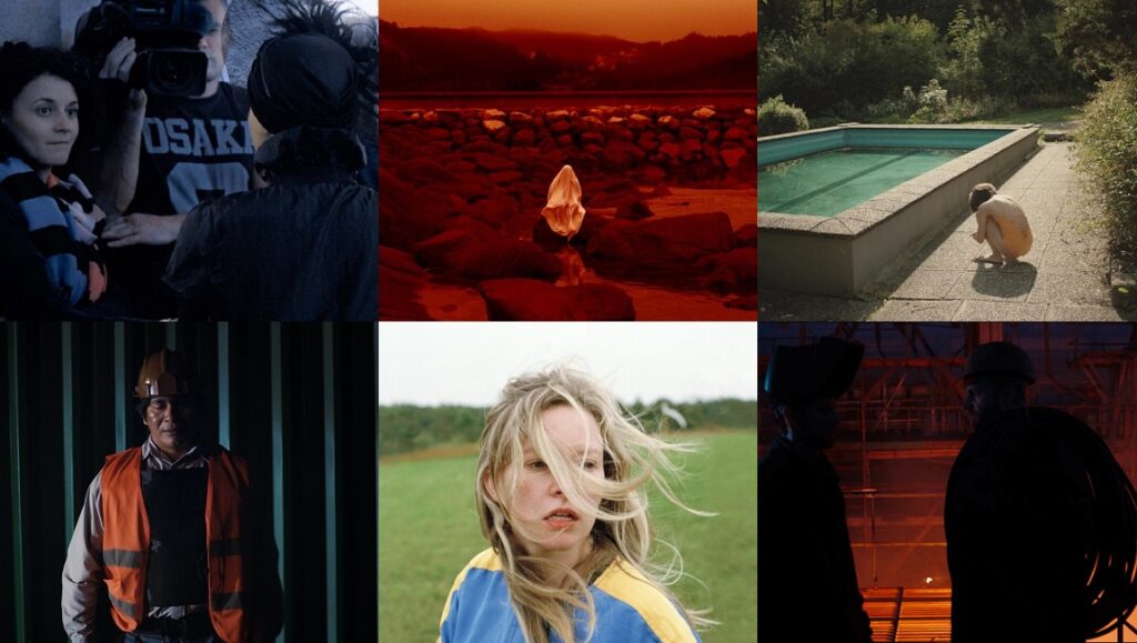 New Directors/New Films 2020 — Dispatch 1: Films We’ve Already Covered New Directors/New Films 2020 stills. Montage of film scenes: people, landscape, pool, construction worker, woman in field, silhouettes.