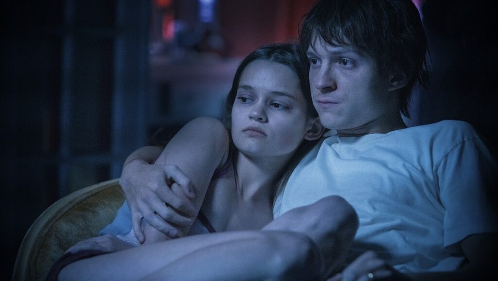 Tom Holland and Ciara Bravo in Cherry, a film by the Russo brothers.