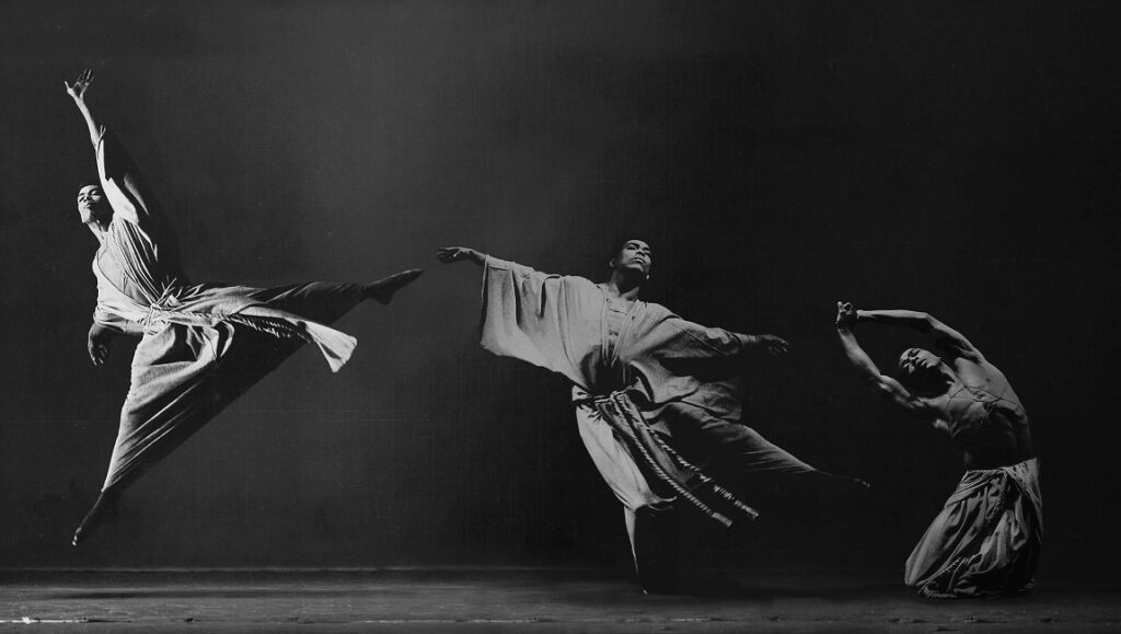 Black and white image of dancers in the Ailey film at Sundance Film Festival 2021.