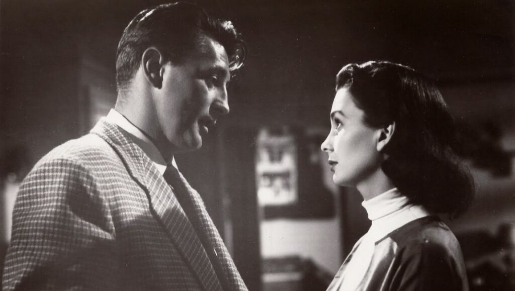Angel Face | Otto Preminger Angel Face film still. Otto Preminger's noir featuring a man and woman in profile.