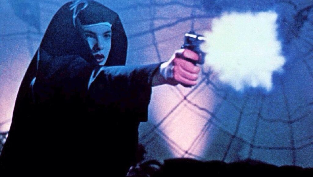 Ms. 45 | Abel Ferrara Ms. 45 film still: Woman dressed as a nun firing a gun. Abel Ferrara crime thriller.
