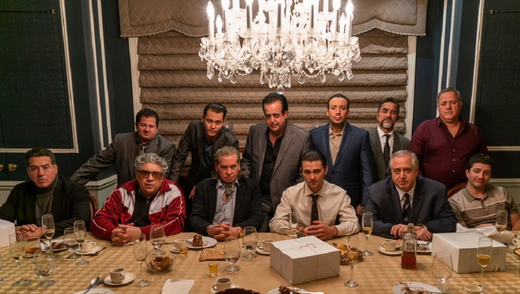 The Birthday Cake movie scene: Group of men at a table with a cake.