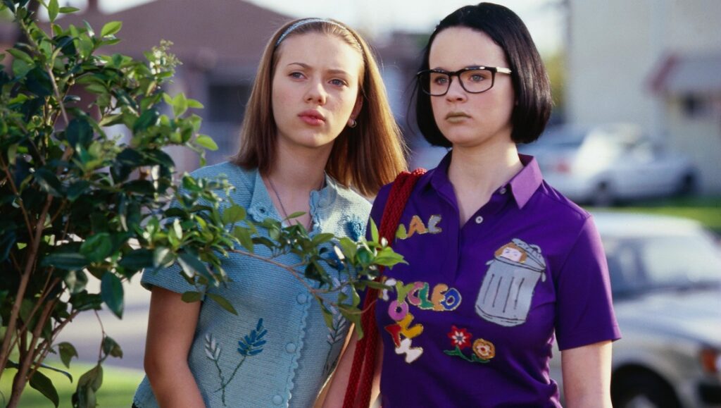 Ghost World — Terry Zwigoff Ghost World movie still featuring Enid (Thora Birch) and Rebecca (Scarlett Johansson).