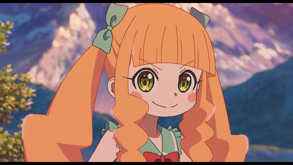 Pompo the Cinéphile anime character. Girl with orange hair, green eyes, and a slight smile. Fantasia Fest 2021 film.