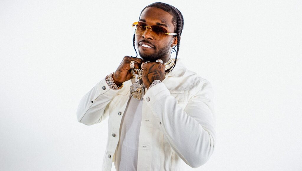 Album Roundup — July 2021 | Part 2: Pop Smoke, John Mayer, Laura Mvula Pop Smoke portrait. Rapper with gold chain, sunglasses, white jacket, and braided hair.