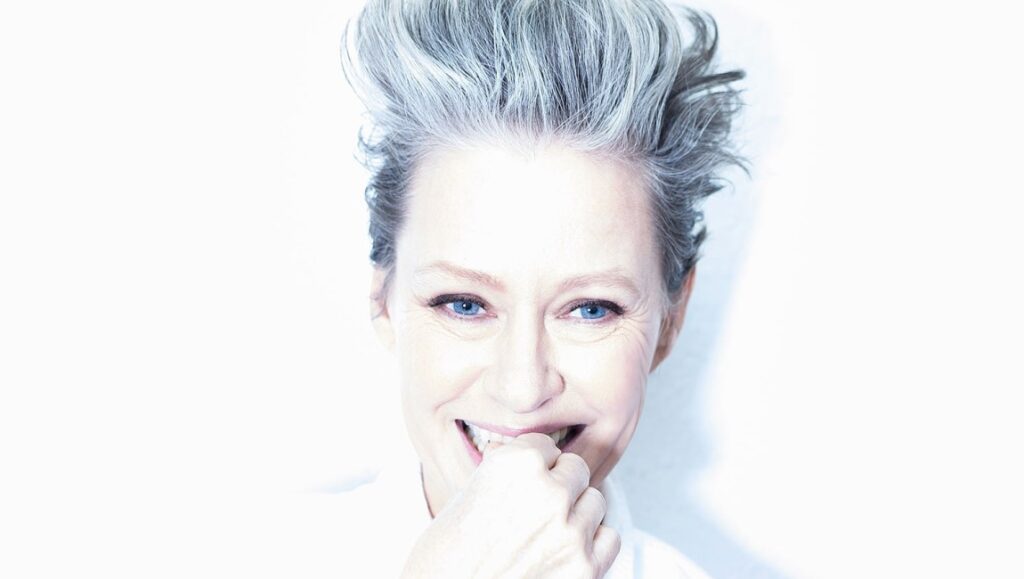 Shelby Lynne | The Servant Shelby Lynne album cover. September 2021 music roundup. Singer with gray hair and blue eyes.