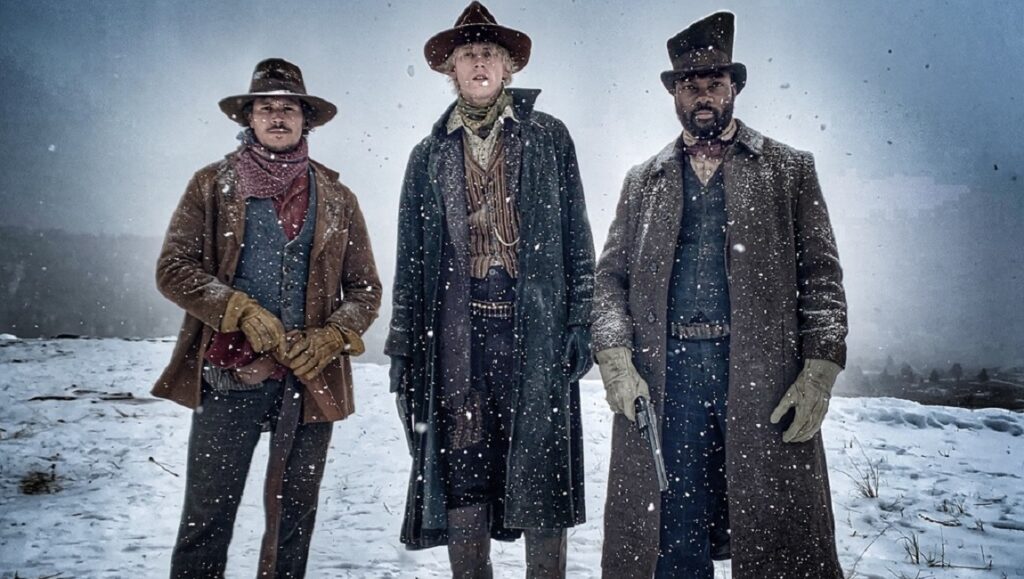 The Last Son | Tim Sutton The Last Son movie poster. Three cowboys in winter gear stand in the snow. Western film.