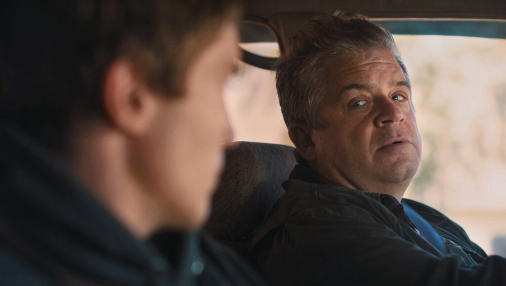 Patton Oswalt in I Love My Dad at SXSW Film Festival. Father and son in car.