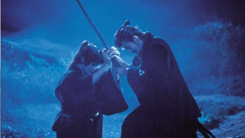 Taboo — Nagisa Ôshima Taboo by Nagisa Ôshima: Two samurai duel with swords in a dramatic scene.