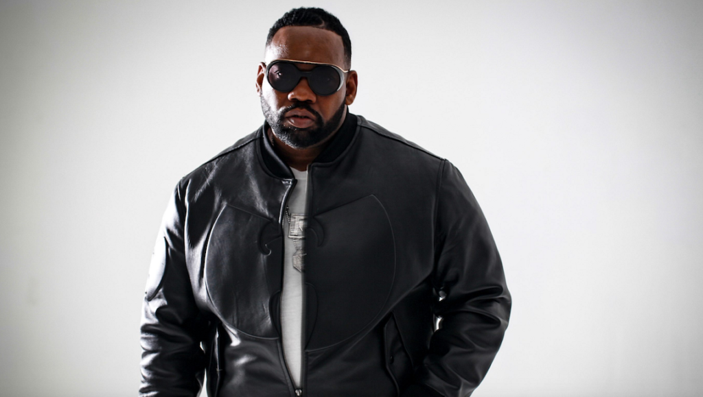 Raekwon of Wu-Tang Clan. Rapper in sunglasses and black leather jacket, promoting Only Built 4 Cuban Linx... Pt. II.