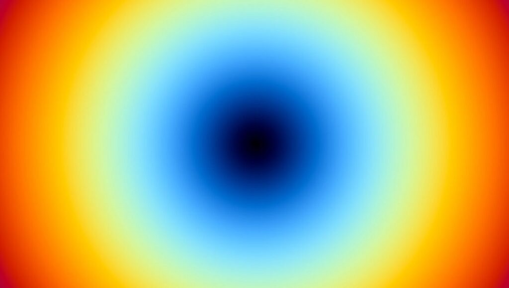 Prismatic Ground 2022 — Dispatch 1: Answering the Sun, Nuclear Family, In the billowing night Answering the Sun film still. Abstract gradient of blue, yellow, and orange hues. Prismatic Ground 2022 film festival.