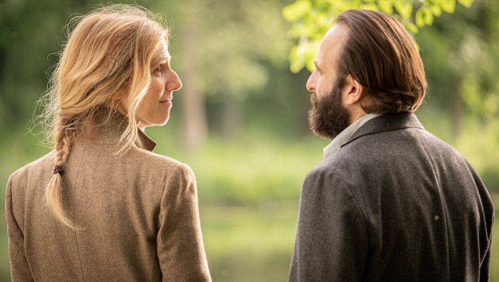 Diary of a Fleeting Affair — Emmanuel Mouret Diary of a Fleeting Affair film still. A man and woman gaze at each other outdoors. Emmanuel Mouret film.