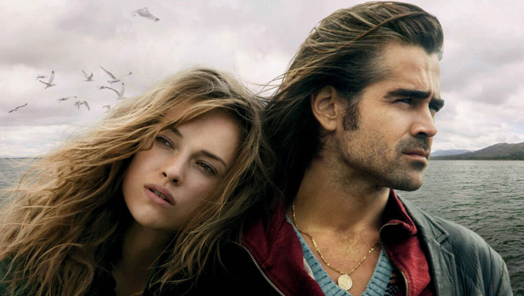 Ondine — Neil Jordan Ondine movie image: Colin Farrell and Alicja Bachleda, sea and seagulls in the background.