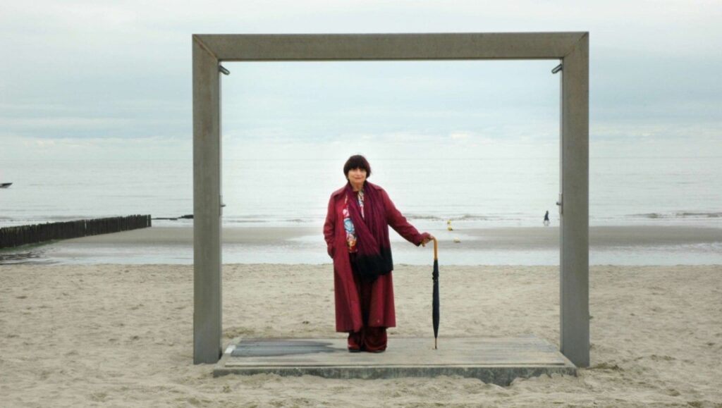 Agnès Varda on the beach. Still from The Beaches of Agnès film.