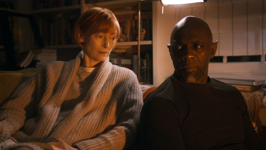 Tilda Swinton and Idris Elba in Three Thousand Years of Longing at Cannes Film Festival 2022.