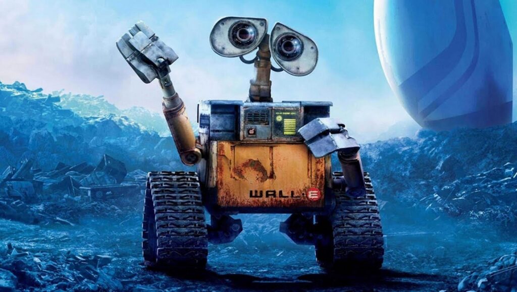 WALL•E — Andrew Stanton WALL-E, the animated robot character, waves hello. Andrew Stanton film.