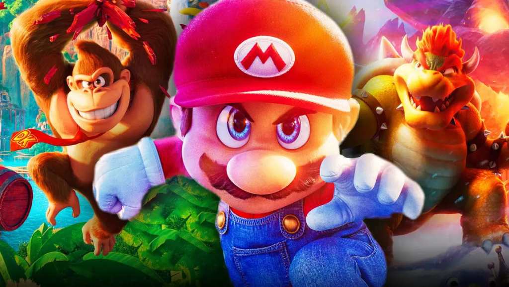 The Super Mario Bros. Movie — Aaron Horvath & Michael Jelenic Super Mario Bros. Movie poster featuring Mario, Donkey Kong, and Bowser. Nintendo characters.