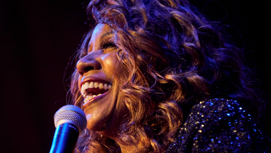 Gloria Gaynor sings I Will Survive. Close-up of the disco singer performing at Tribeca '23.