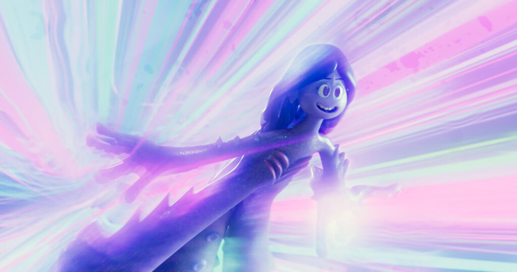 Ruby Gillman: Teenage Kraken — Kirk DeMicco Ruby Gillman, Teenage Kraken, in a scene with bright, colorful light streaks. Animation, DreamWorks.