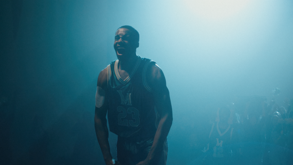 Shooting Stars movie still. Chris Robinson's film features a basketball player celebrating.