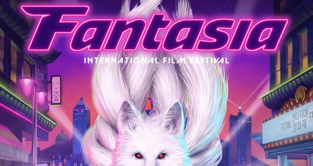 Fantasia Fest 2023 — Dispatch 1 Fantasia International Film Festival 2023 poster. Neon sign, white fox with red eyes and nine tails.