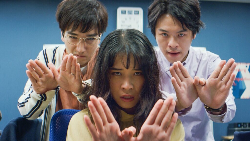 Office workers doing a strange ritual. Funny, quirky, and weird office culture.