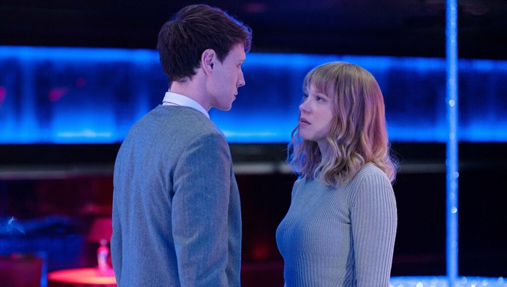 Still from The Beast (2023) film. Léa Seydoux and George MacKay in a scene.