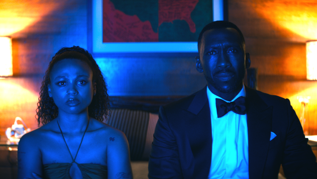 Leave the World Behind — Sam Esmail Still from *Leave the World Behind* directed by Sam Esmail. Mahershala Ali and Myha'la Herro in a tense scene.