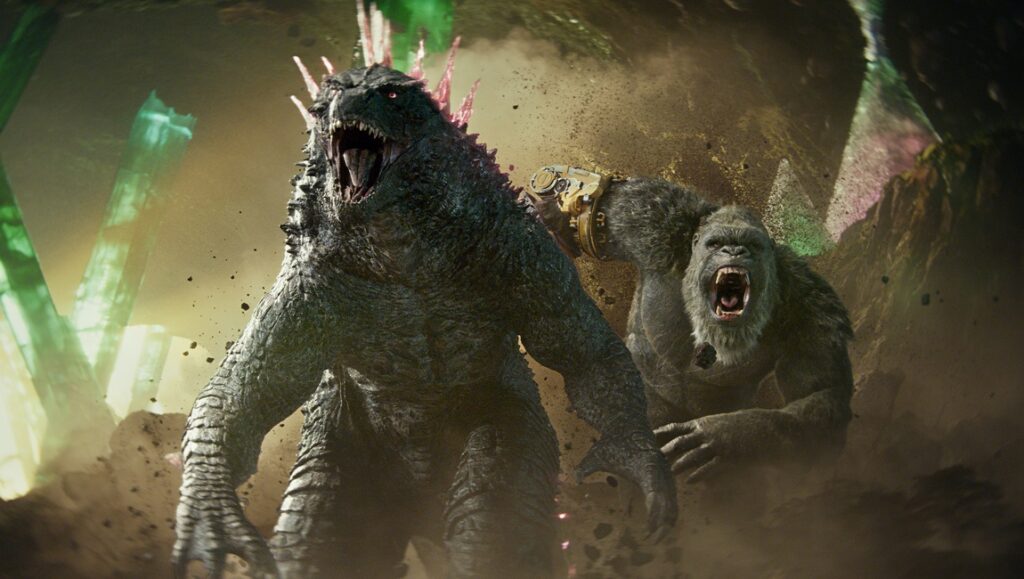 Godzilla and Kong roar in Godzilla x Kong: The New Empire. The titans face a new threat in Adam Wingard's monster movie.