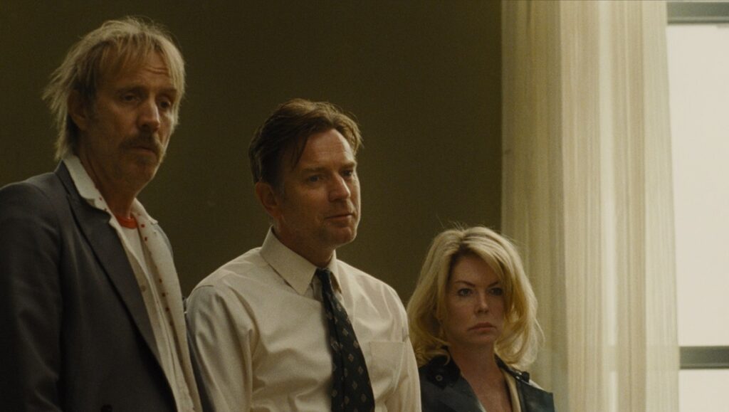 Mother, Couch movie scene. Cast members Niclas Larsson, Ewan McGregor, and Ellen Burstyn.