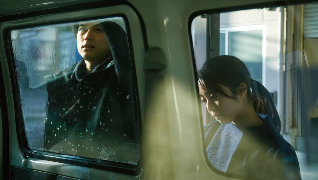 All the Long Nights film still. Two characters in a vehicle, a man and a woman. Japan Cuts '24 review.