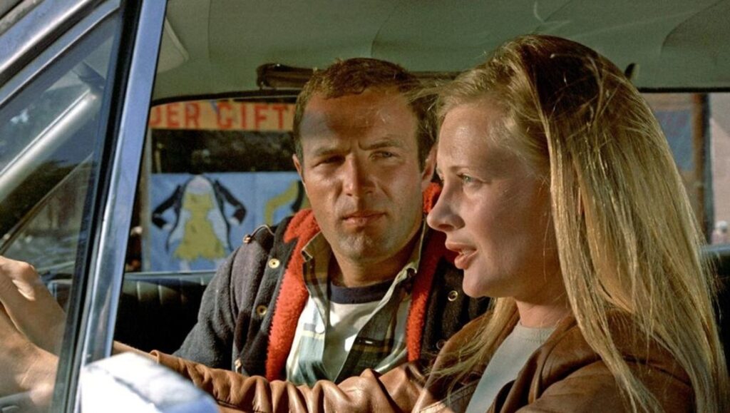 The Rain People — Francis Ford Coppola Still from The Rain People, a Francis Ford Coppola film. Shirley Knight and James Caan in a car.