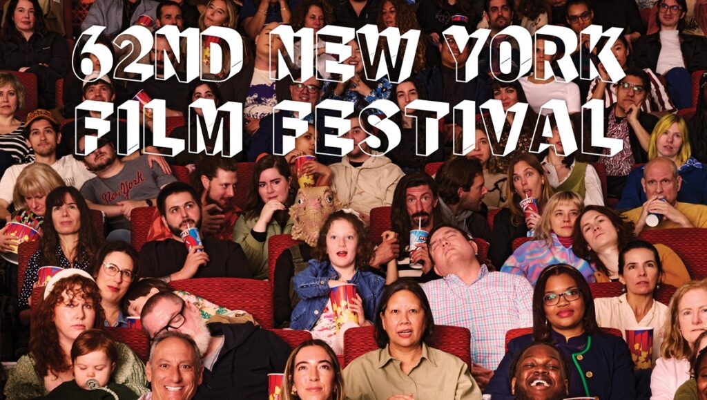 62nd New York Film Festival poster. Crowd of people in a movie theater. NYFF 2024.