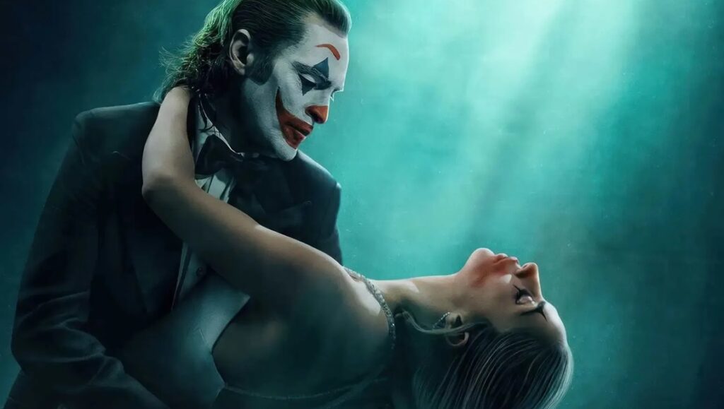 Joaquin Phoenix's Joker and Lady Gaga in Joker: Folie à Deux movie poster.